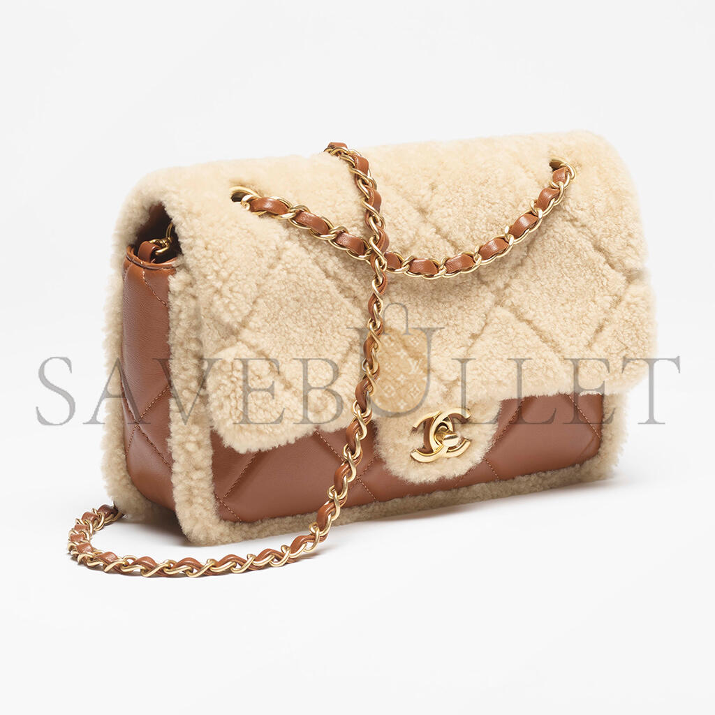 CHANEL MASTER SHEARLING LAMBSKIN & GOLD-TONE METAL FLAP BAG AS5149 (23.5*16*7.5cm)